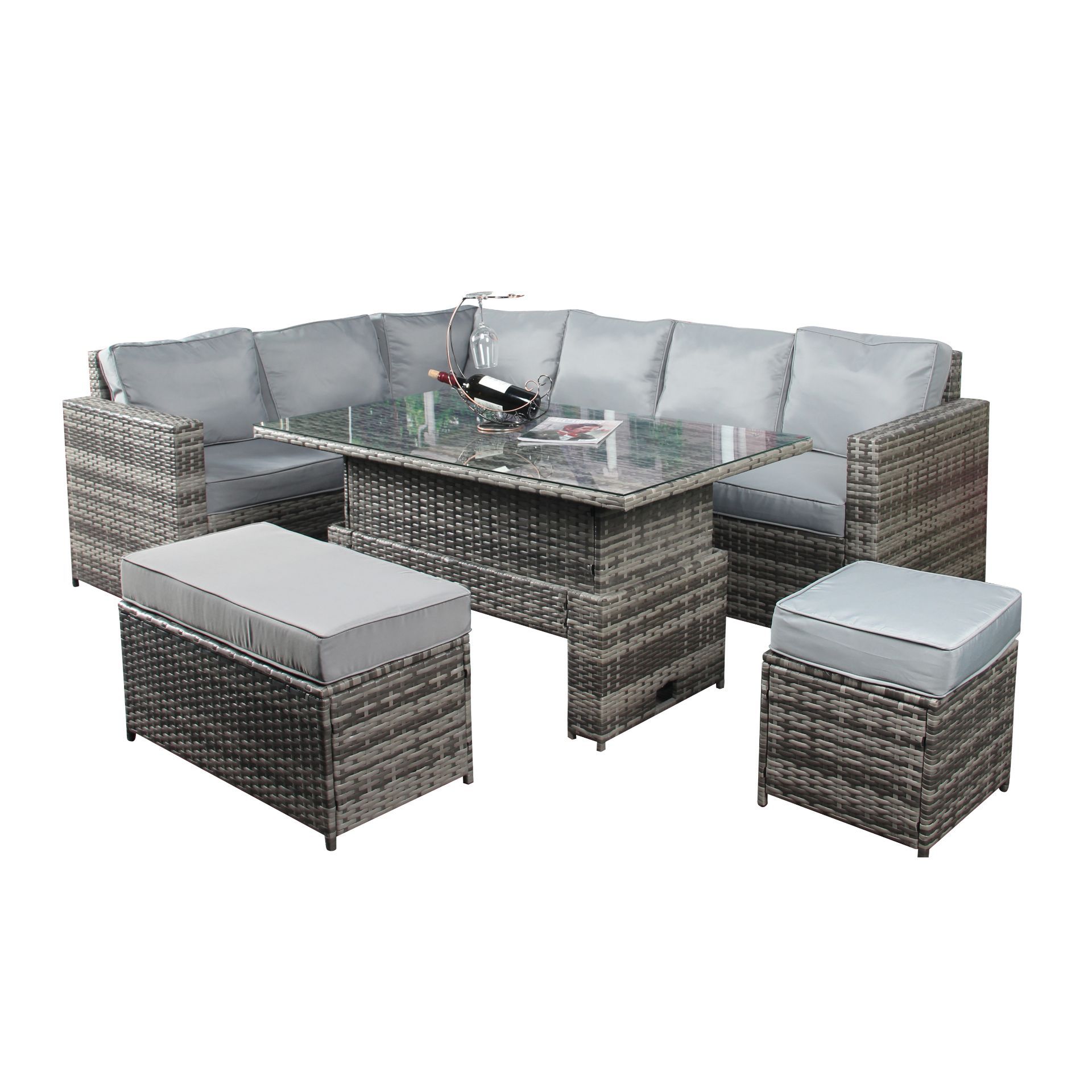 Brand new Rattan set 8 seater corner set with rise and lowering table *PLUS VAT* - Image 4 of 9