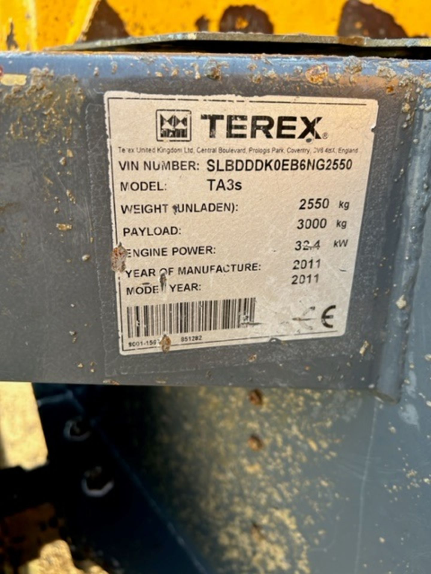 2011 Terex TA3 S 3 Ton Swivel Skip Dumper Only 1100 Hours *PLUS VAT* - Image 11 of 11