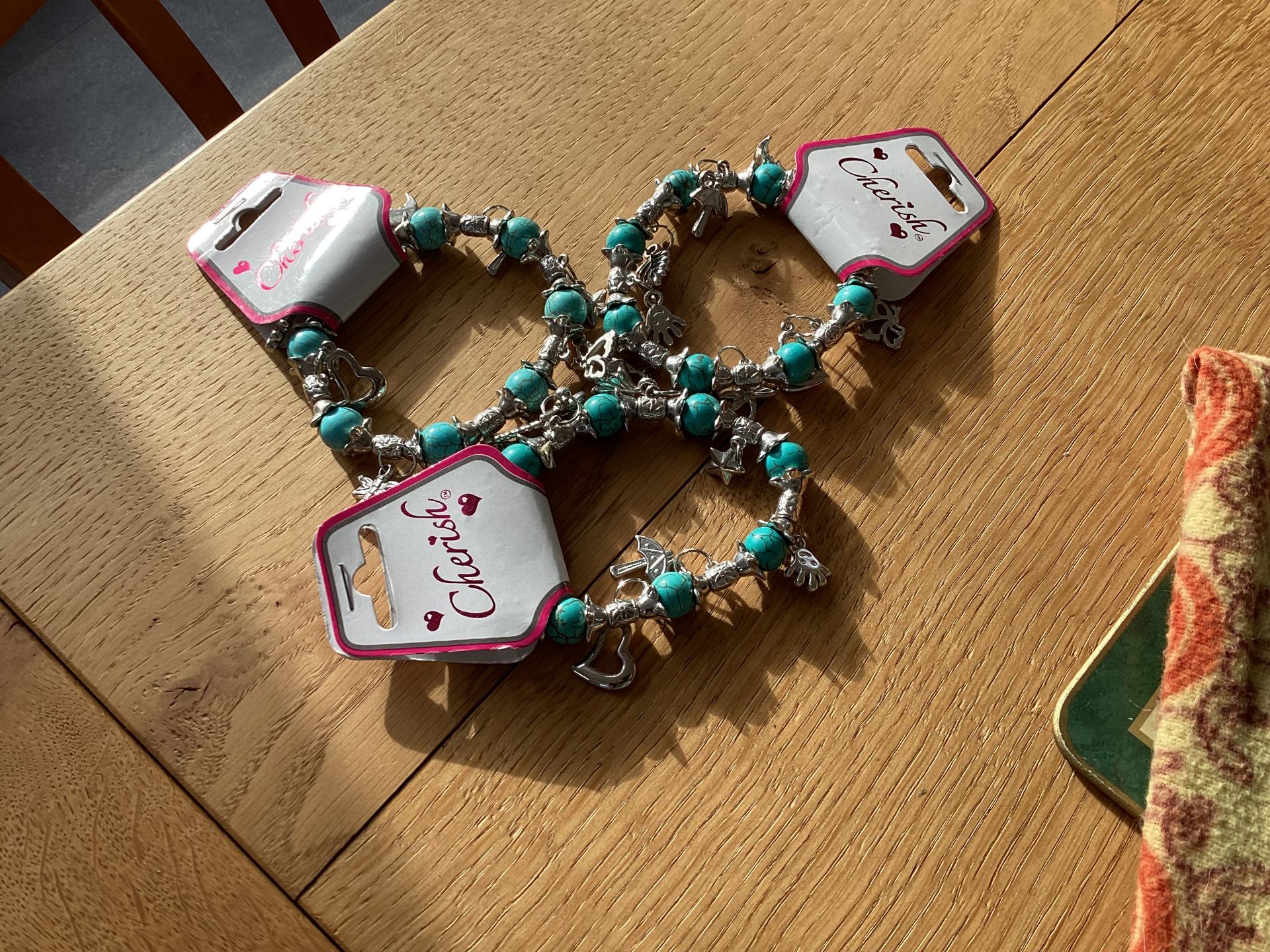 224 Aqua coloured Pandora styled Bracelets by Cherish with assortment of charms *NO VAT* - Image 2 of 3