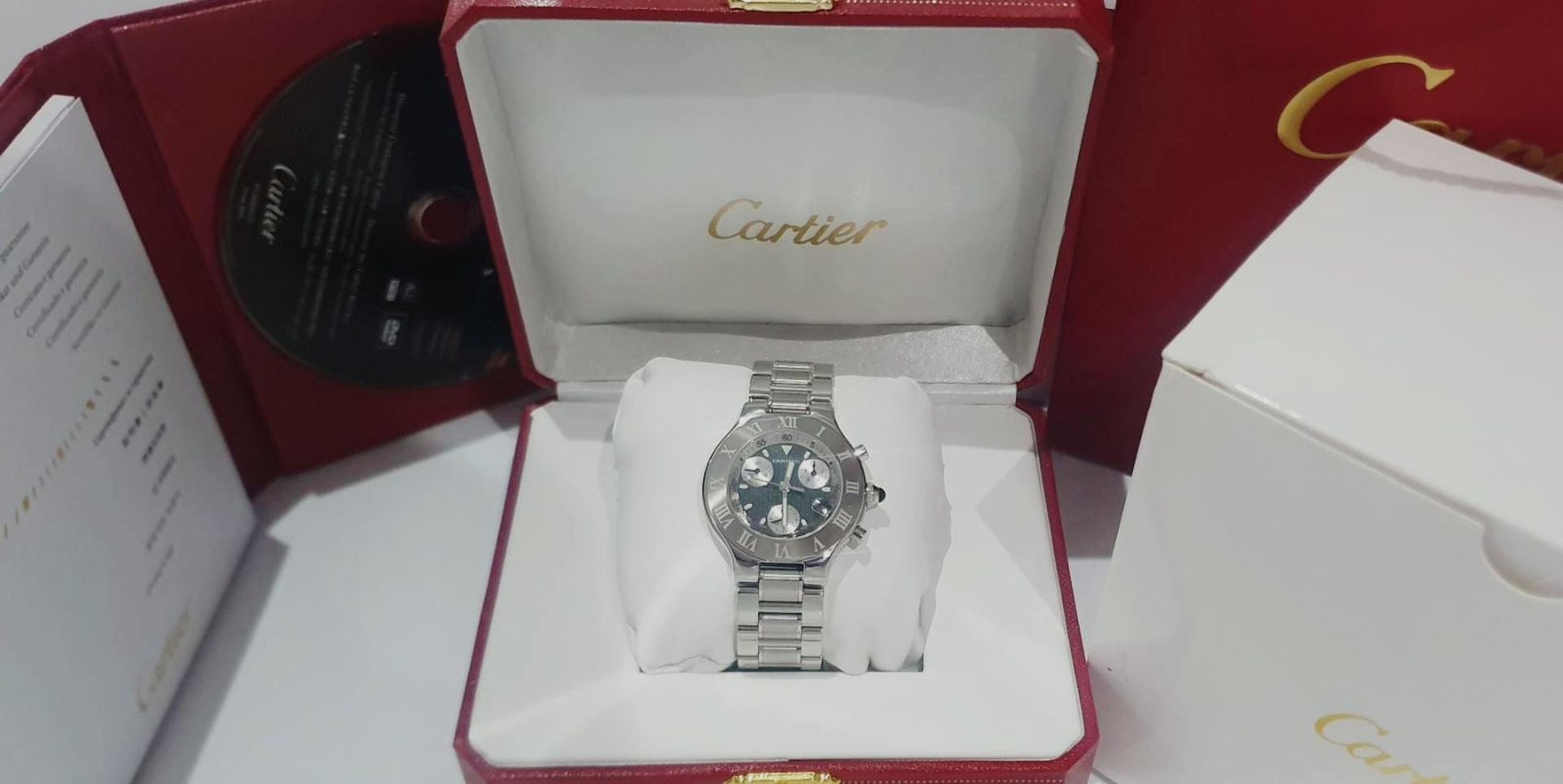 CARTIER CHRONOGRAPH MENS SWISS WATCH, STAINLESS STEEL NO VAT - Image 10 of 10