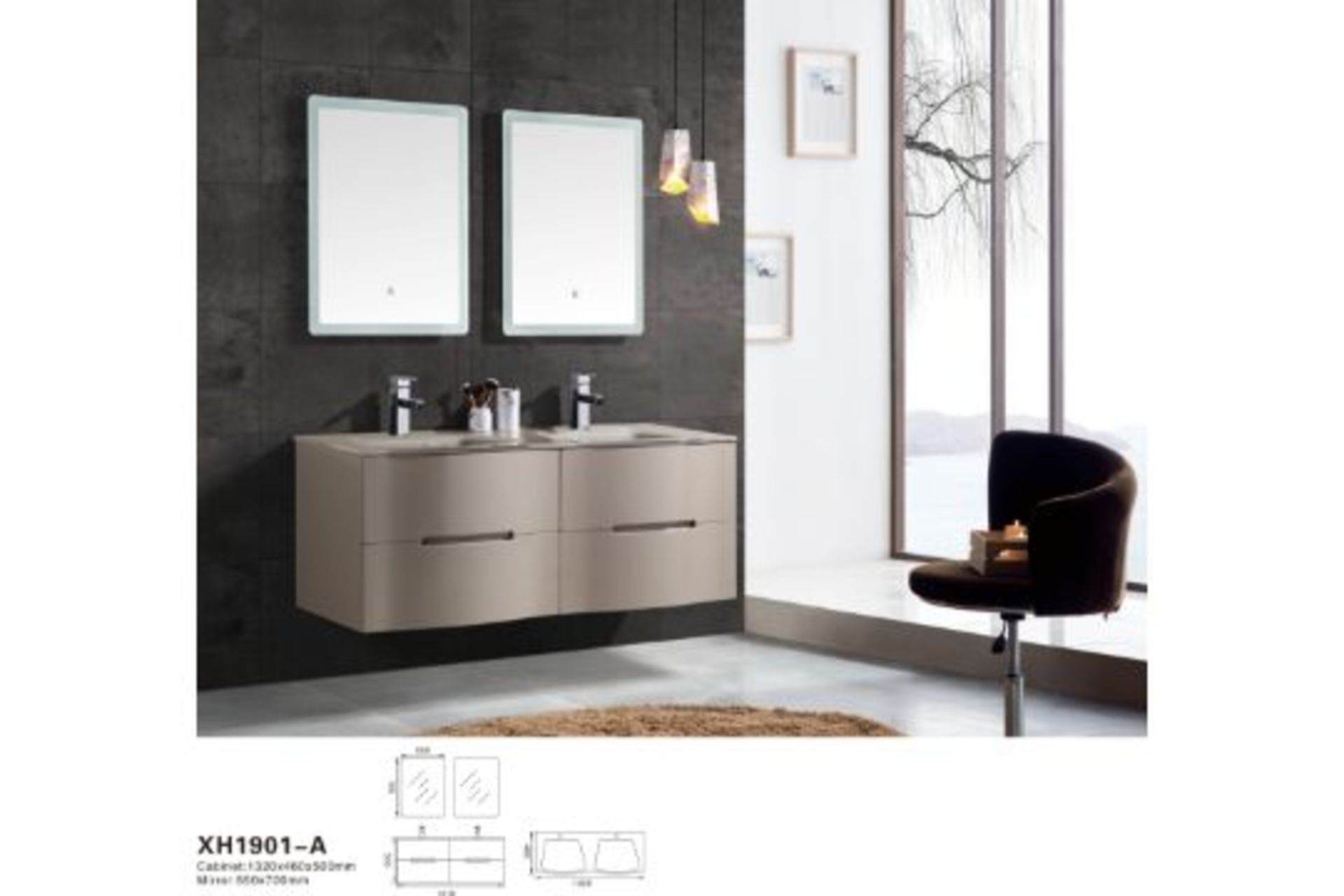 BRAND NEW Excellent Quality Designer Vanity Unit in Warm Grey RRP £699 *NO VAT* - Image 2 of 4