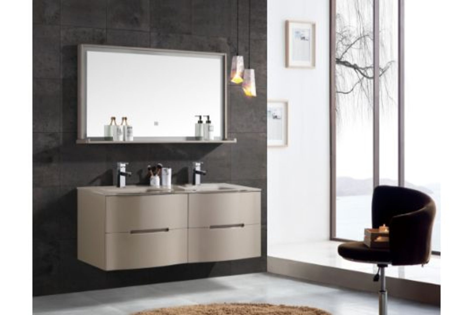 BRAND NEW Excellent Quality Designer Vanity Unit in Warm Grey RRP £699 *NO VAT*
