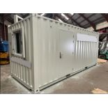 Solar 20ft shipping container stores, 100W solar with 130ah battery /20A controller *PLUS VAT*