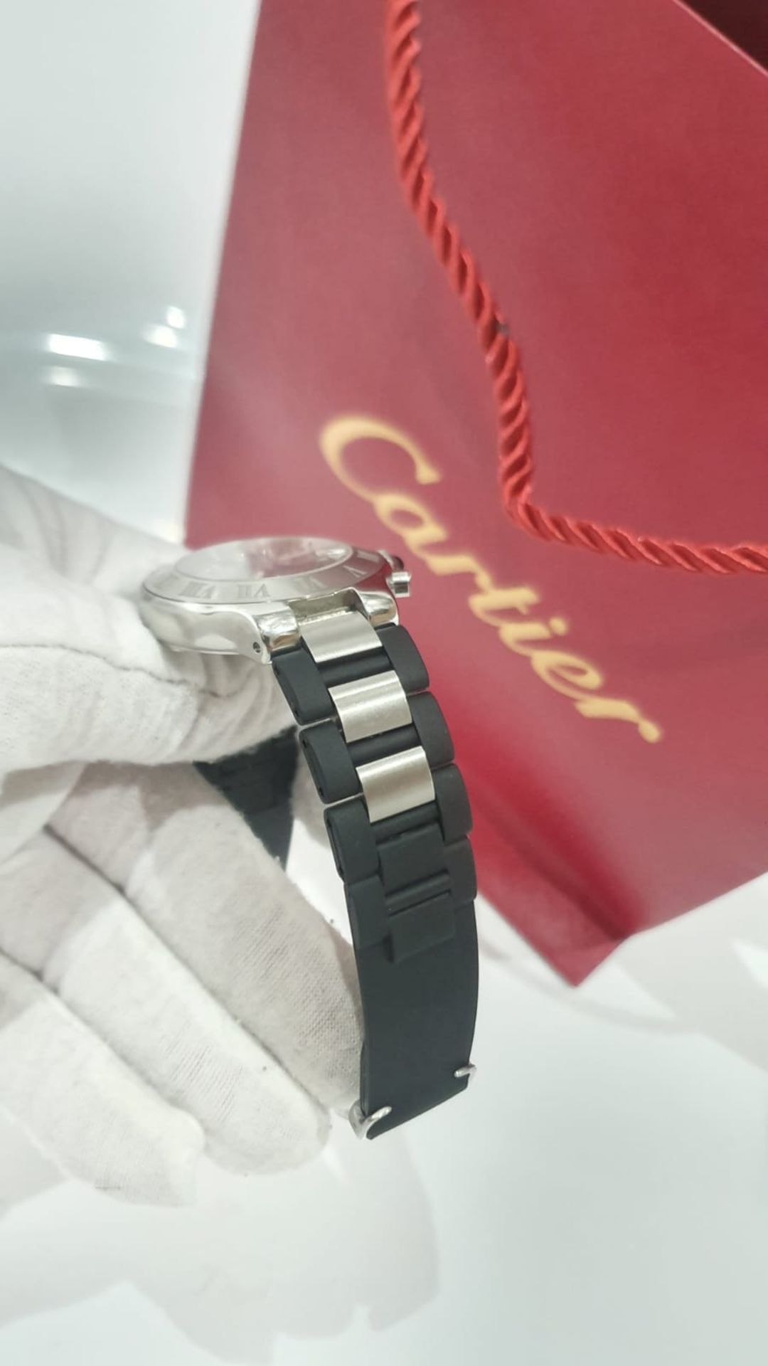 CARTIER CHRONOSCAPH MENS SWISS WATCH, STEEL & BLACK. *NO VAT* - Image 6 of 10