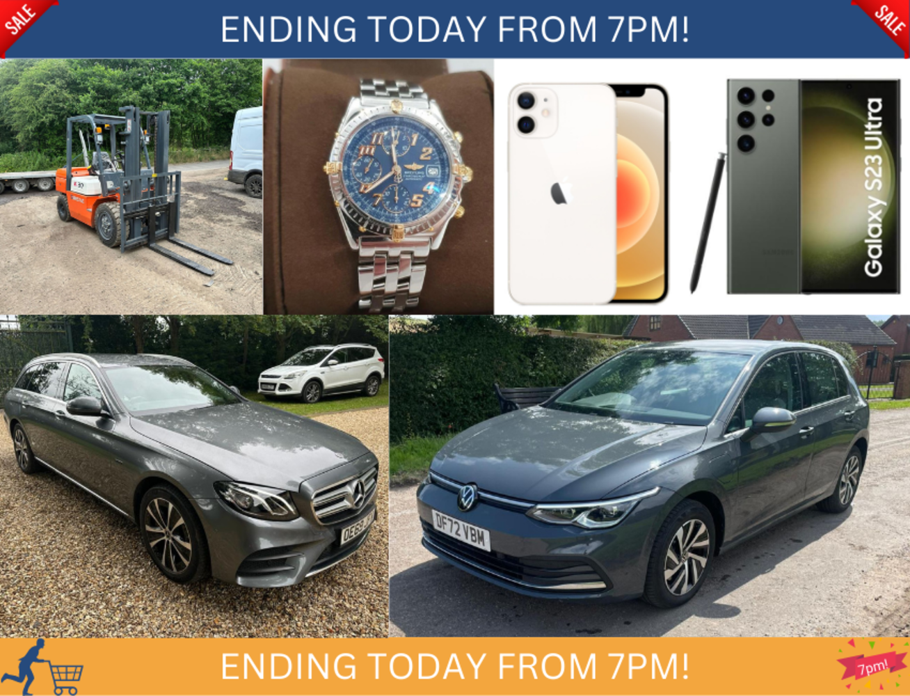 MONDAY SALE 450+ LOTS! 2023 VOLKSWAGEN GOLF HYBRID! CARS, VANS, GROUND CARE, INDUSTRIAL, EXCAVATORS, WATCHES, ALL ENDING FROM 7PM MONDAY!