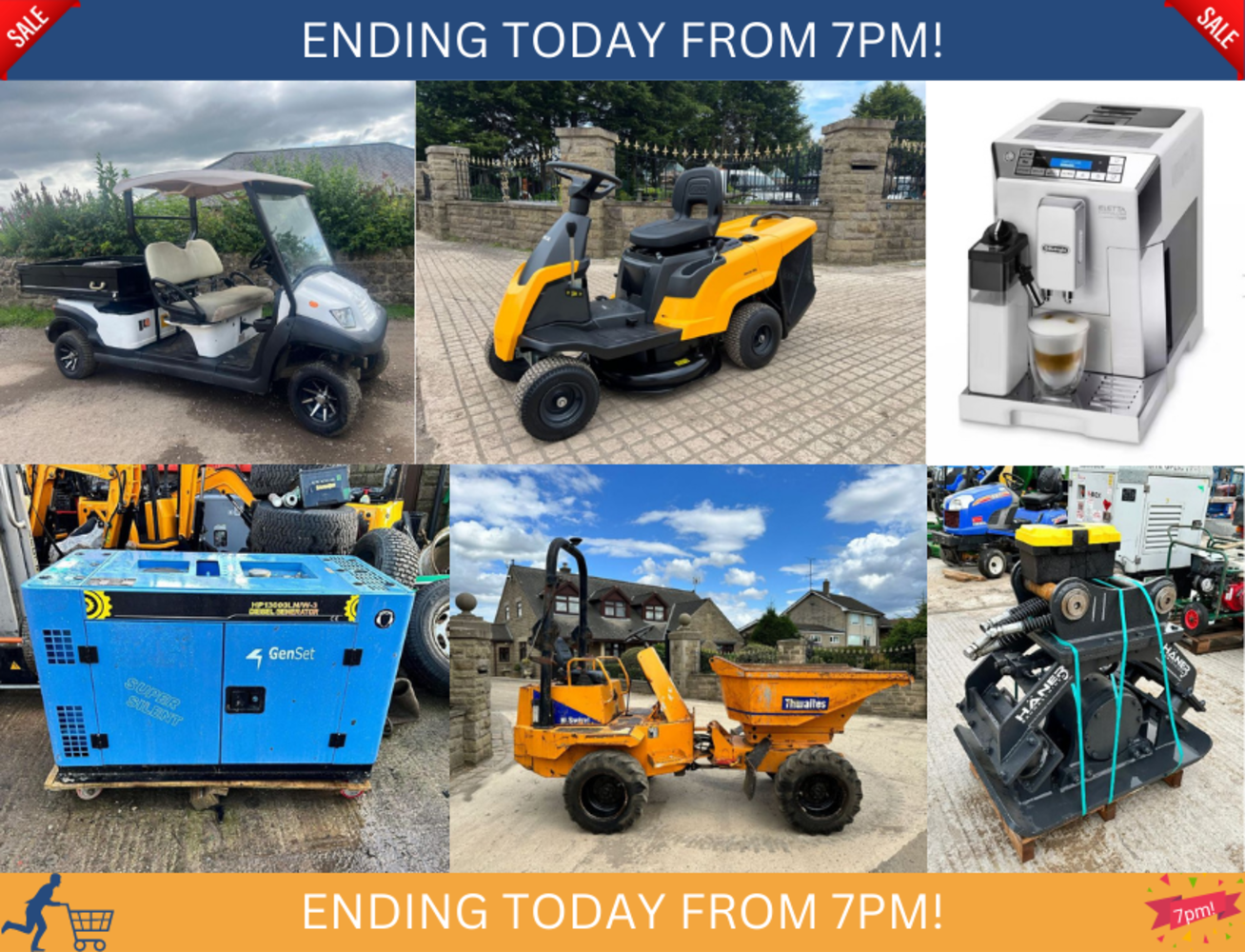 ENDS FROM 7PM WEDNESDAY! 4WD MOWERS, FUEL BOWSERS, ZERO TURN MOWERS, ELECTRIC SCOOTERS, MASSAGE CHAIRS, SWEEPERS & MUCH MORE