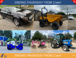 ENDS FROM 11AM THURSDAY! 2016 MERCEDES GLA 200 AMG, 3 TON DUMPER, BOBCAT DIGGER, JCB TELETRUK, FORD TRACTOR, ROLLERS, MOWERS & MUCH MORE