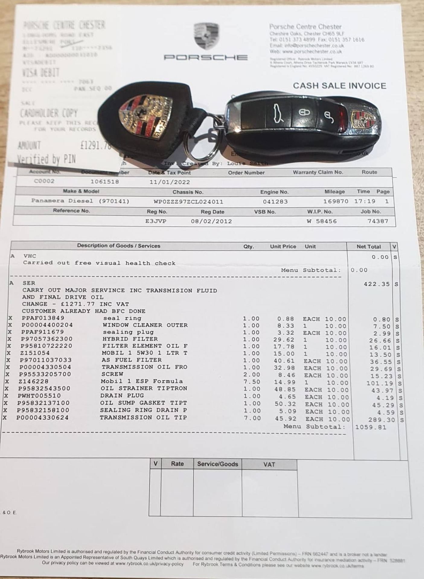 2012/61 REG PORSCHE PANAMERA 3.0 V6 TURBO DIESEL INJECTION ENGINE, BLACK, AUTOMATIC COUPE *NO VAT* - Image 57 of 59