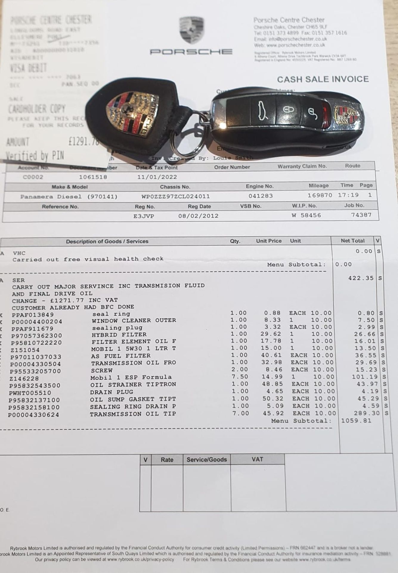 2012/61 REG PORSCHE PANAMERA 3.0 V6 TURBO DIESEL INJECTION ENGINE, BLACK, AUTOMATIC COUPE *NO VAT* - Image 59 of 59