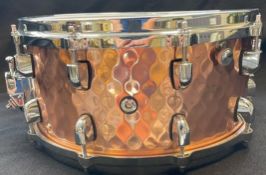 Copper snare drum, 14 x 5.5", die cast hoops, internal dampener, 40 wire snare