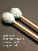 4 pairs, two tone marimba mallets, medium soft head, maple shaft