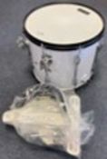 Brand new marching snare drum, white, 14 x 12" with carying harness