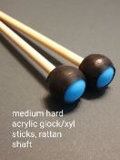 4 pairs medium hard acrylic head glock/xylo beaters, rattan shaft
