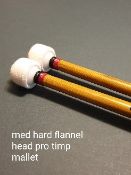 3 pairs professional flannel head timpani mallets, bamboo shaft, silicone grips