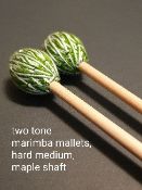 4 pairs, two tone marimba mallets, hard medium head, maple shaft