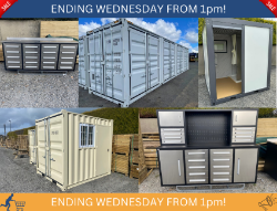 UNUSED 40FT HC 4 DOOR SIDE OPENING CONTAINER, 9FT & 8FT CONTAINERS WITH SIDE DOOR & WINDOWS + MORE! ENDING WEDNESDAY 4TH OCTOBER 2023 FROM 1PM!