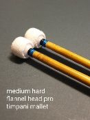 2 pairs professional timpani mallets, medium hard flannel head, bamboo shaft with silicone grips