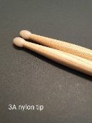 12 pairs size 3A nylon tipped American Hickory drumsticks