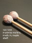 4 pairs, two tone marimba mallets, medium soft head, maple shafts