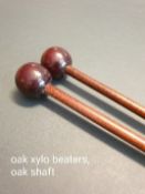 2 pairs oak head and shaft xylophone beaters