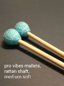 4 pairs professional vibraphone mallets, medium soft head, rattan shaft