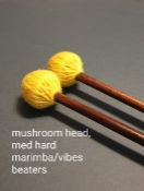3 pairs mushroom head, medium hard marimba/vibes beaters, oak shaft