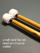 1 pair professional flannel head timpani mallets, small hard head, bamboo shafts and silicone grips