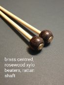 4 pairs professional brass centred rosewood xylophone mallets, rattan shafts