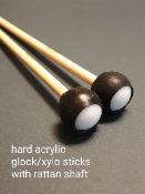 4 pairs hard acrylic head glock/xylo mallets with rattan shafts