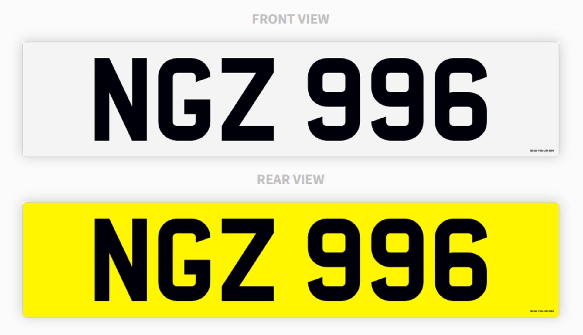 PRIVATE REGISTRATION "NGZ 996" *PLUS VAT*