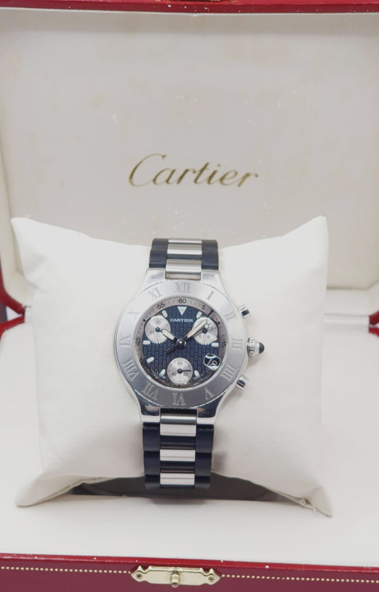 CARTIER CHRONOSCAPH MENS SWISS WATCH, STEEL & BLACK. *NO VAT* - Image 5 of 8