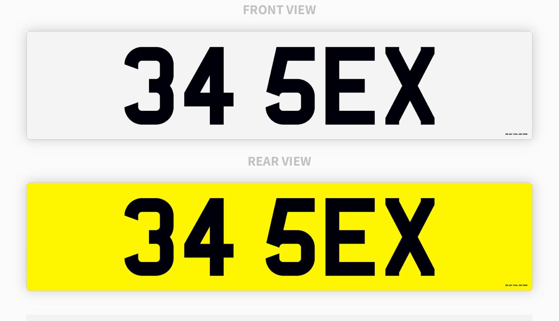 PRIVATE REGISTRATION "34 5EX" *PLUS VAT*