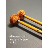 4 pairs professional Velveteen covered solid head timpani mallets, bamboo shaft with silicone grips