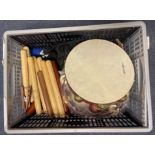 Collection assorted Tambourines and accessories