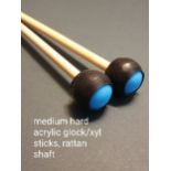 3 pairs medium hard acrylic head glock/xylo beaters, rattan shaft