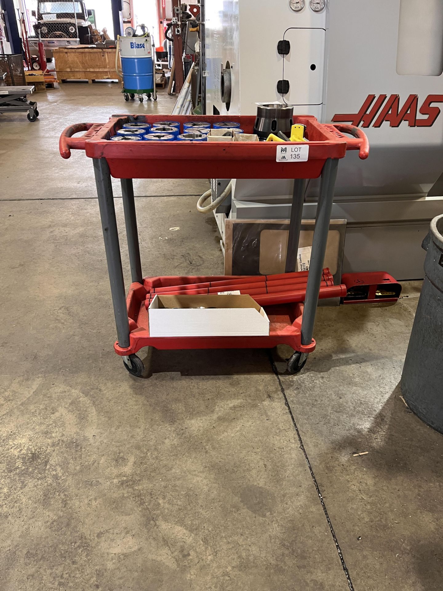 Red Plastic Rolling Cart, Items Not Included