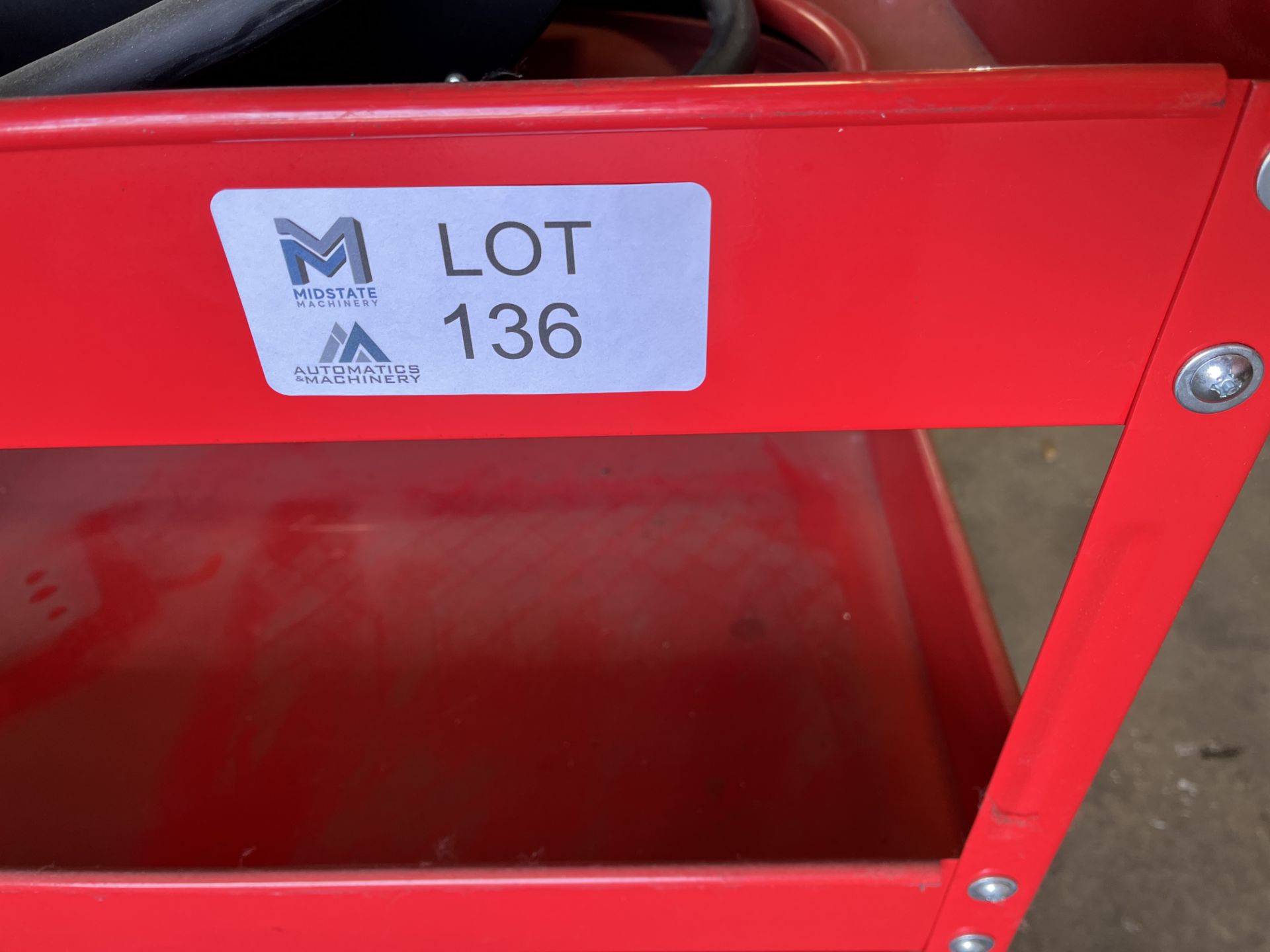 Red Metal Rolling Cart no contents - Image 2 of 2