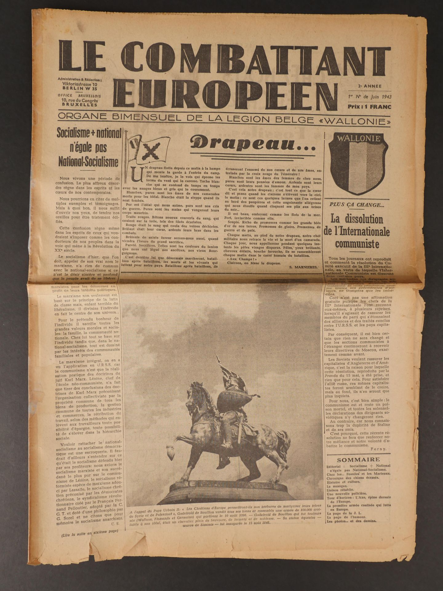 Journal le Combattant Europeen. Newspapers The European Fighter.