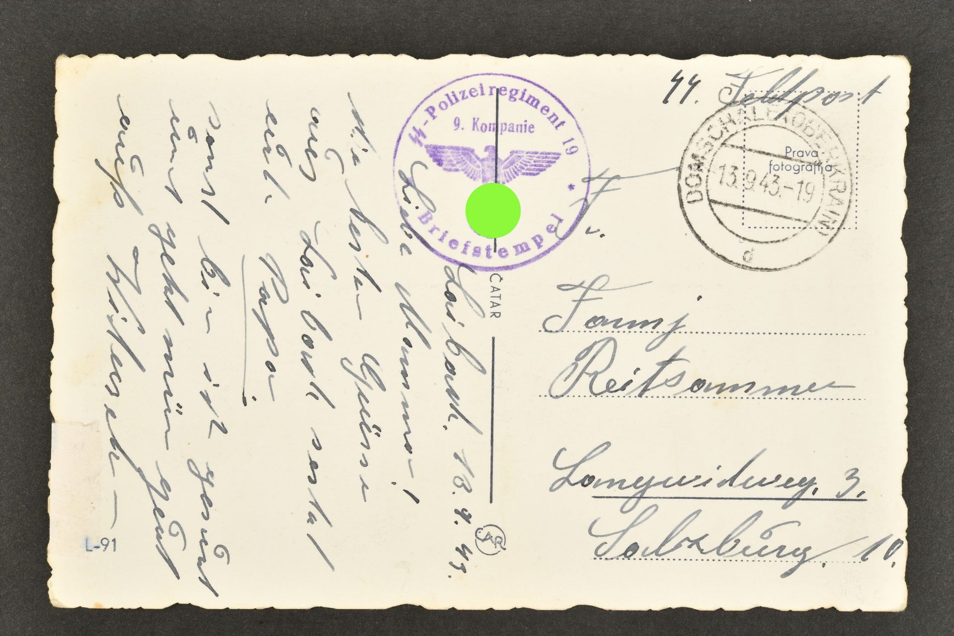 Carte postale SS Polizei. Postcard SS Polizei.  - Image 2 of 2