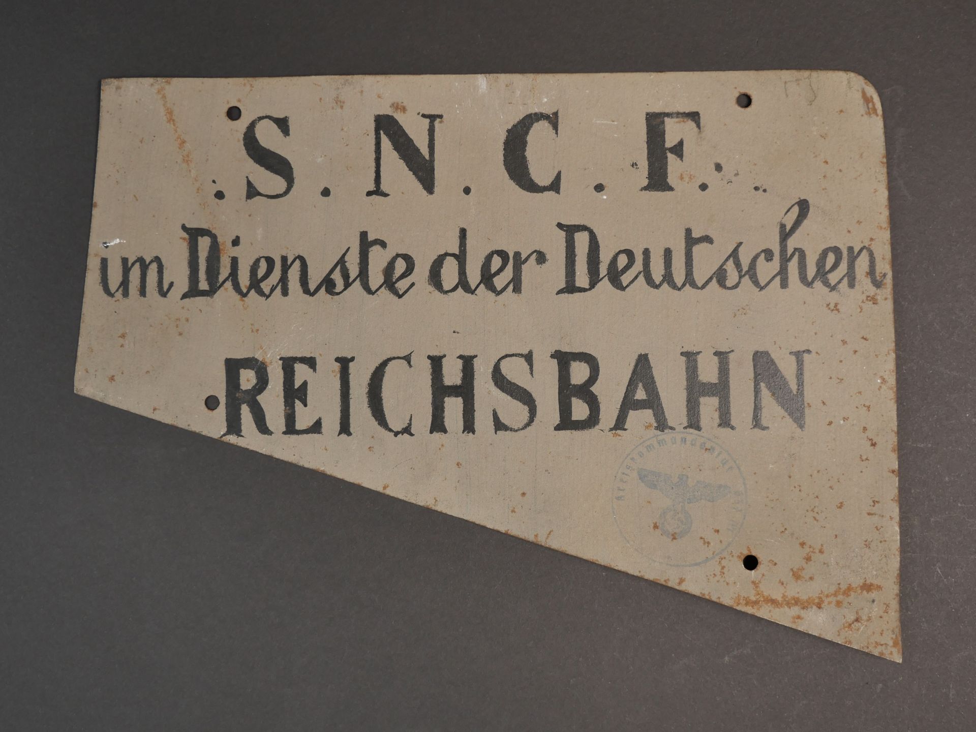 Plaque Reichsbahn. Reichsbahn plate.  - Bild 2 aus 5