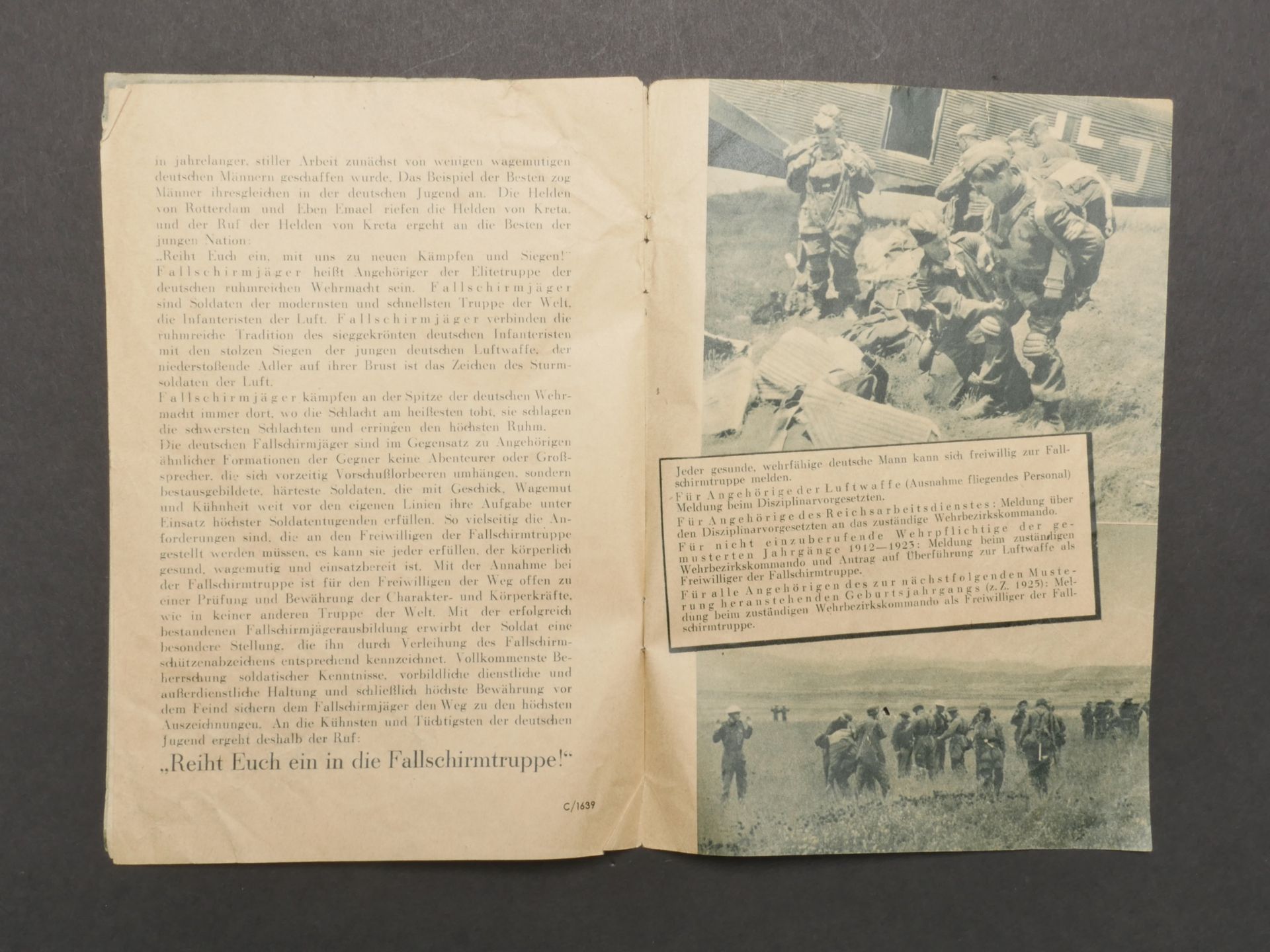 Livrets d engagements des parachutistes allemand. Booklets of engagements of the German parachutists - Bild 2 aus 5