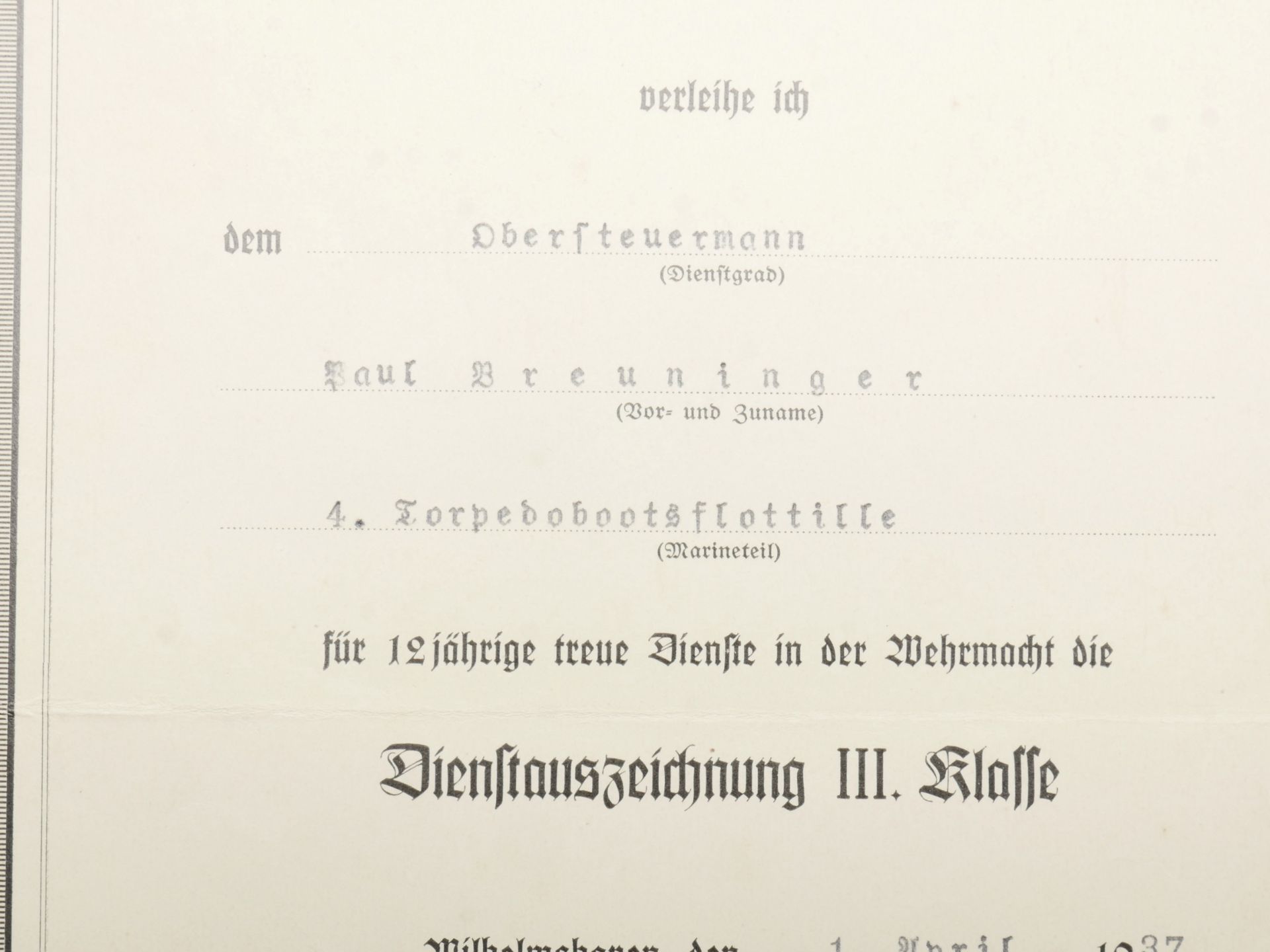 Diplome Kriegsmarine. Kriegsmarine diploma. - Bild 5 aus 5