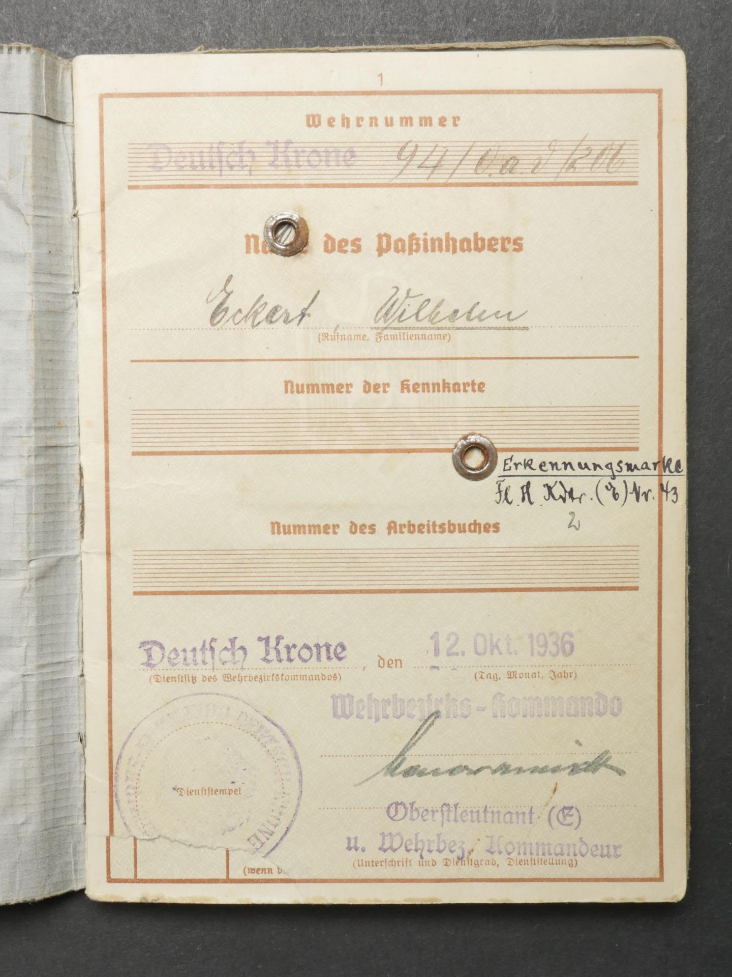 Soldbuch et wehrpass LW. Soldbuch and wehrpass LW.  - Image 4 of 5