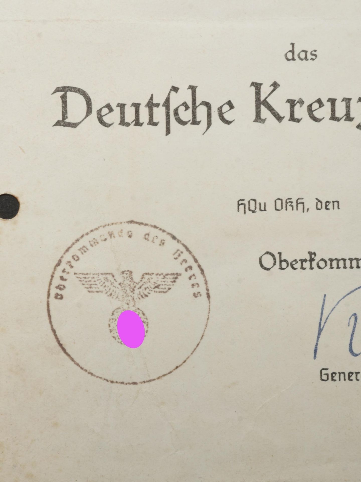 Diplome Deutsche Kreuz in Gold. Deutsche Kreuz in gold diploma. - Bild 5 aus 5