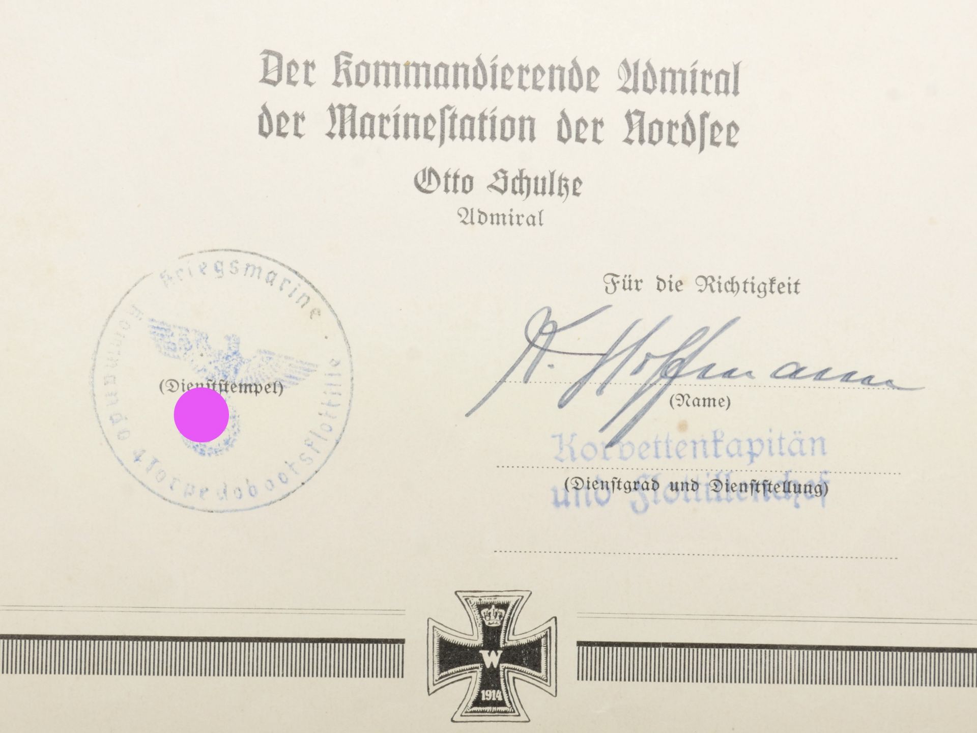 Diplome Kriegsmarine. Kriegsmarine diploma. - Bild 3 aus 5