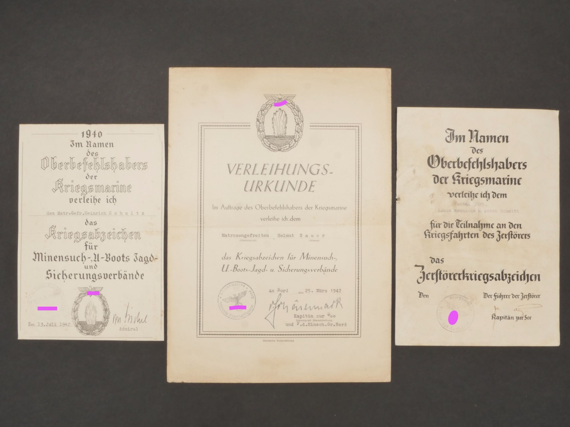 Diplomes Kriegsmarine. Kriegsmarine diploma