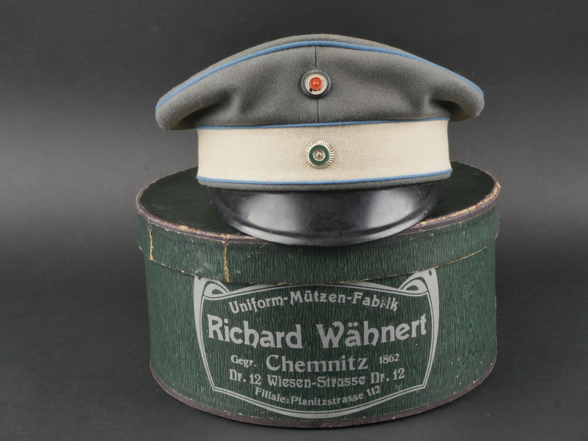 Saxe Casquette de sous-officier de Garde Reiter. Saxonia Guard Cavalry NCO visor cap. 