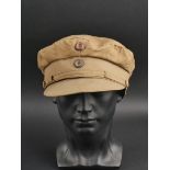 Schirmmutze entierement en toile sable Prussian officer canvas visor cap. 