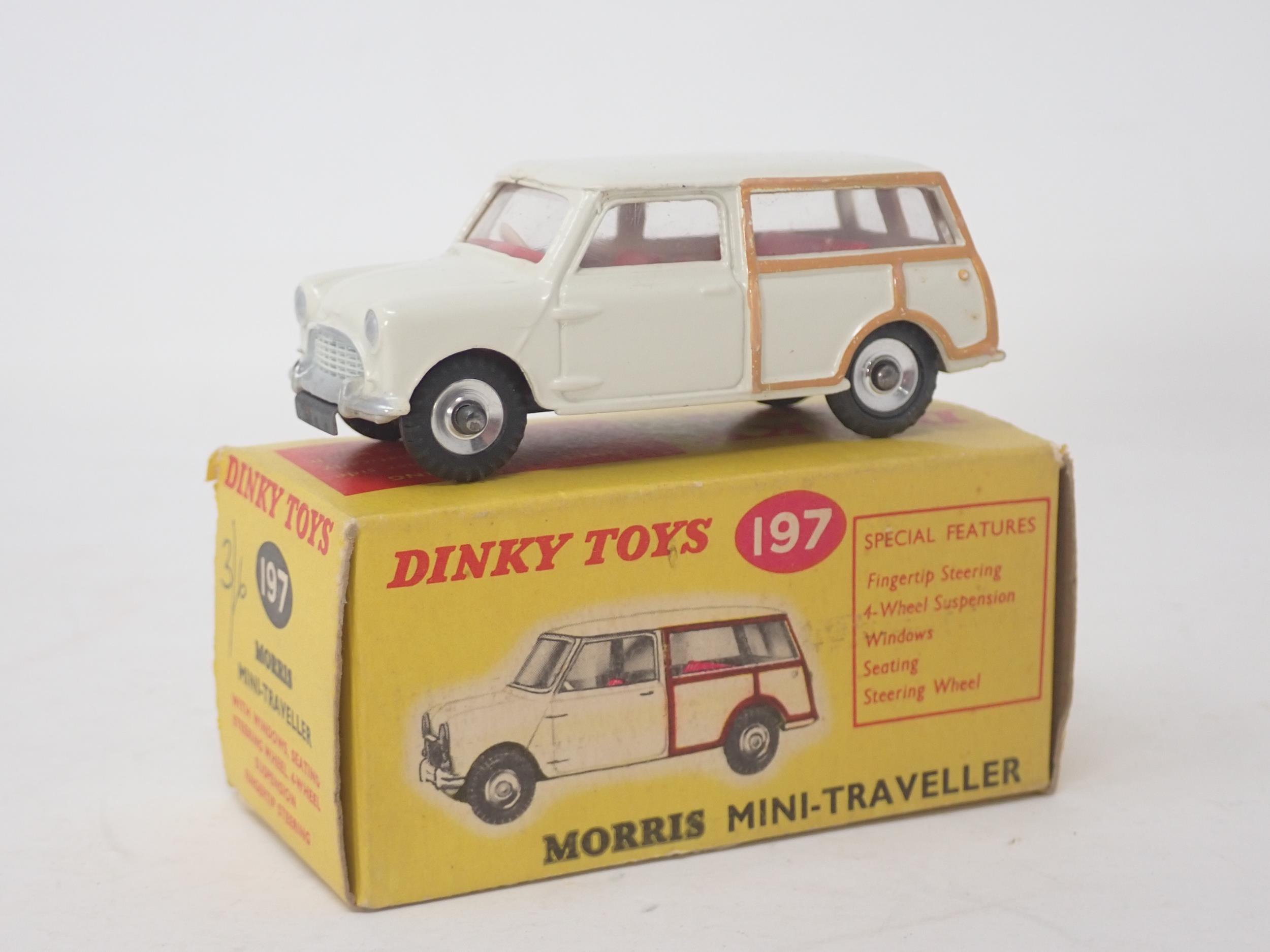 A boxed Dinky Toys No.197 cream Morris Mini-Traveller with red interior