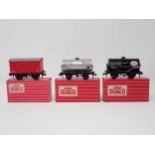 Three Hornby Dublo Wagons comprising 4680 black 'Esso' open gear Tank, 4318 Packing Van and 4676